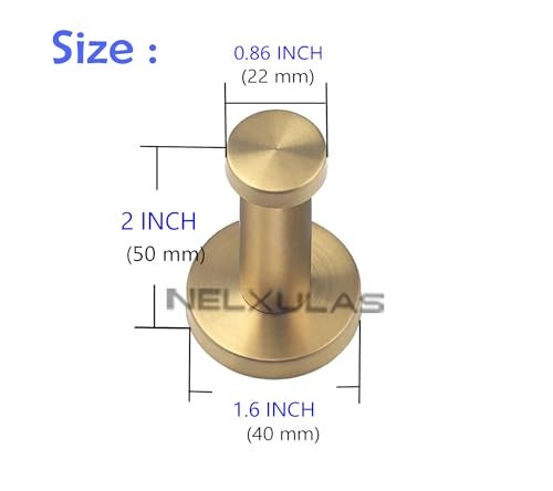NELXULAS Golden Brushed Stainless Steel Single Super Heavy Duty Wall Mount Hook, Bath Towel Hooks, Coat Hanger (2", 4 PCS) - Image 5