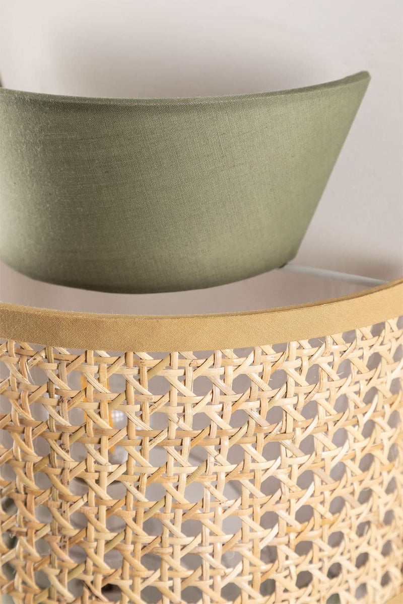 AKWAY Bamboo Wall Lamps for Living rooms Rattan and Cane Webbing wall lamps for Bedroom Wicker Wall lamps for home Decoration Bulb not Included Dark Green - Image 4