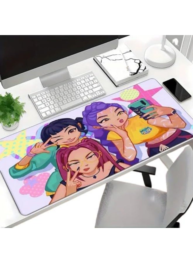Extended Gaming Mouse Pad, Anime Character Design, Non-Slip Rubber Base, Large Size for Office and Gaming