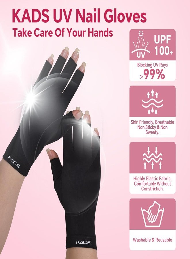 KADS UV Gloves for Nail Lamp,Professional UPF100+ UV Gloves for Manicures Nail Art,Fingerless Shield Skin from The Sun and Lamp (Pink) - Image 2