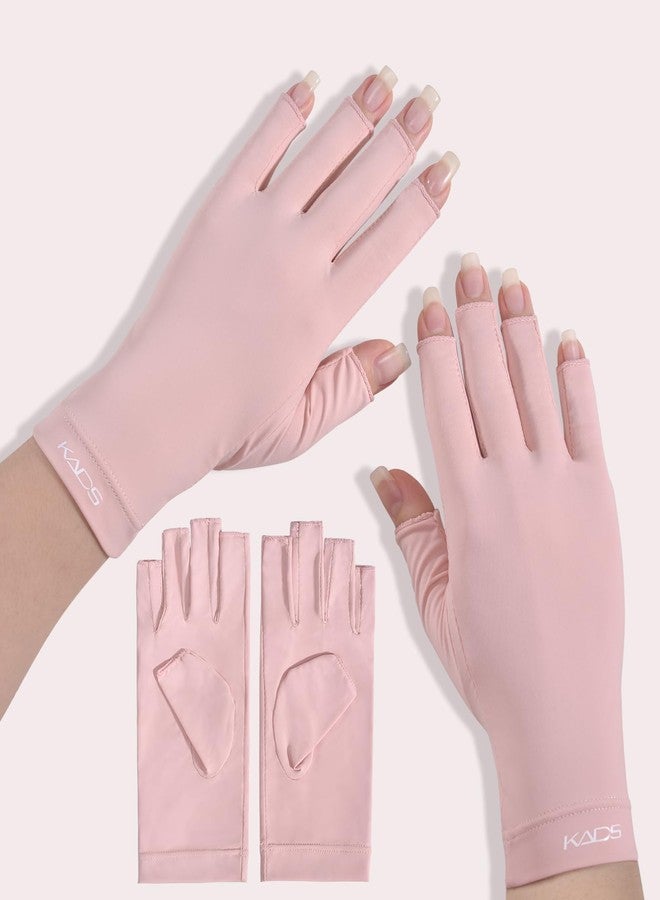 KADS UV Gloves for Nail Lamp,Professional UPF100+ UV Gloves for Manicures Nail Art,Fingerless Shield Skin from The Sun and Lamp (Pink) - Image 1