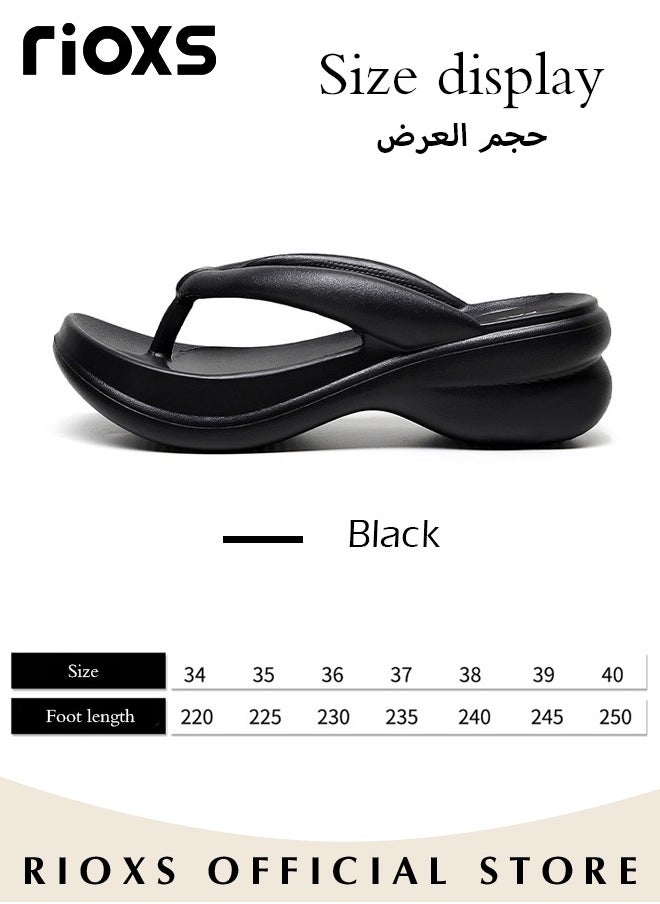 RIOXS - Women's Platform Flip Flops with Arch Support, Anti-Slip Wedge Slippers, Soft Flat Open Toe Sandalswith Thick Sole , Comfort Fit Flip Flops, Lightweight Slippers, Flipflops for Beach, Bathroom, Indoor or Outdoor Use - Image 1