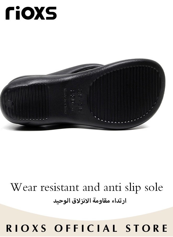 RIOXS - Women's Platform Flip Flops with Arch Support, Anti-Slip Wedge Slippers, Soft Flat Open Toe Sandalswith Thick Sole , Comfort Fit Flip Flops, Lightweight Slippers, Flipflops for Beach, Bathroom, Indoor or Outdoor Use - Image 1