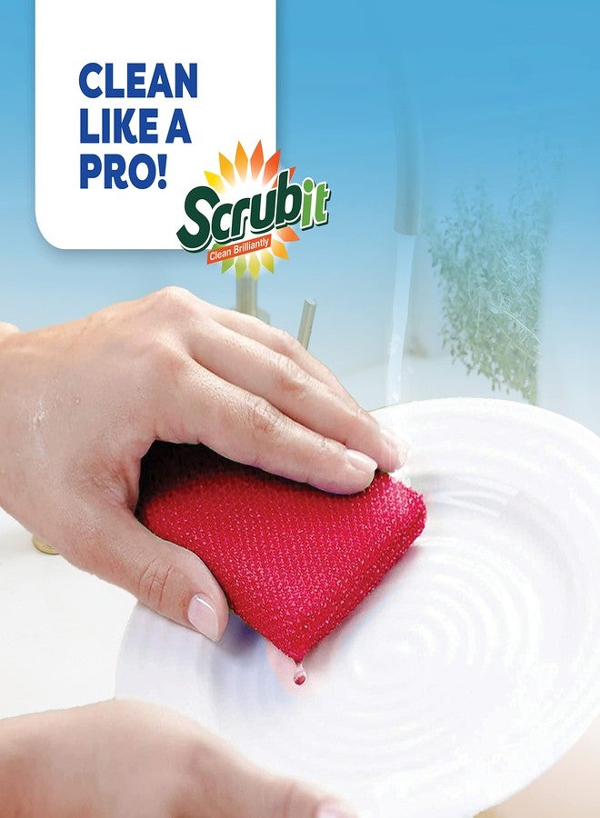 SCRUBIT Multi-Purpose Dish Scrub Sponge, Non Scratch Scouring Pads, Cleaning Sponges for pots & Dishes - Pot Scrubber Sponges for Kitchen & Bathroom - 12 Pack Dish Sponge (Blue,Red,Green) - Image 5