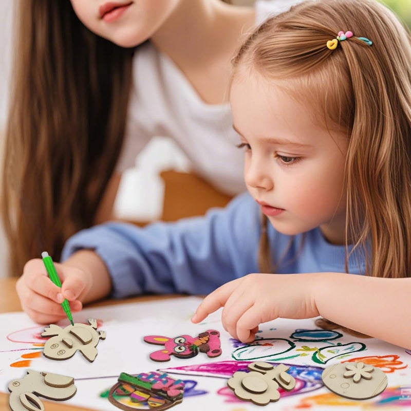 Muyiz 12 Easter Wooden Magnet Creativity Arts & Crafts Painting Kit for Kids Easter Basket Stuffers Gifts Toys Party Favors - Image 4