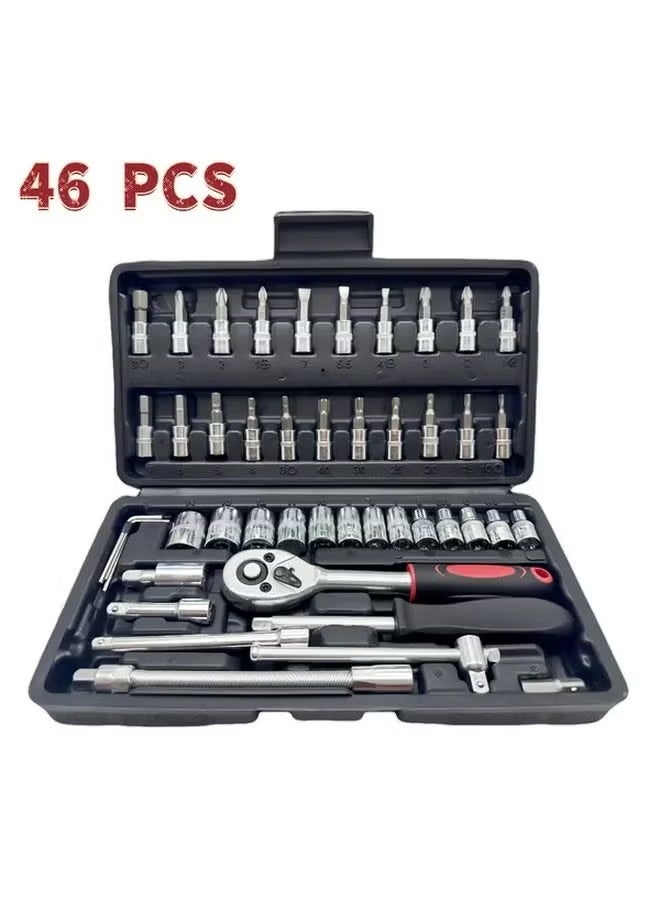 AETHER 46 Pcs Professional Automotive Repair Tool Set Heavy Duty Steel Toolbox Car Mechanic Kit - Image 2