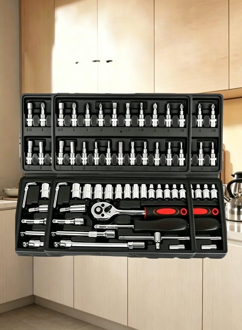 AETHER 46 Pcs Professional Automotive Repair Tool Set Heavy Duty Steel Toolbox Car Mechanic Kit - Image 4