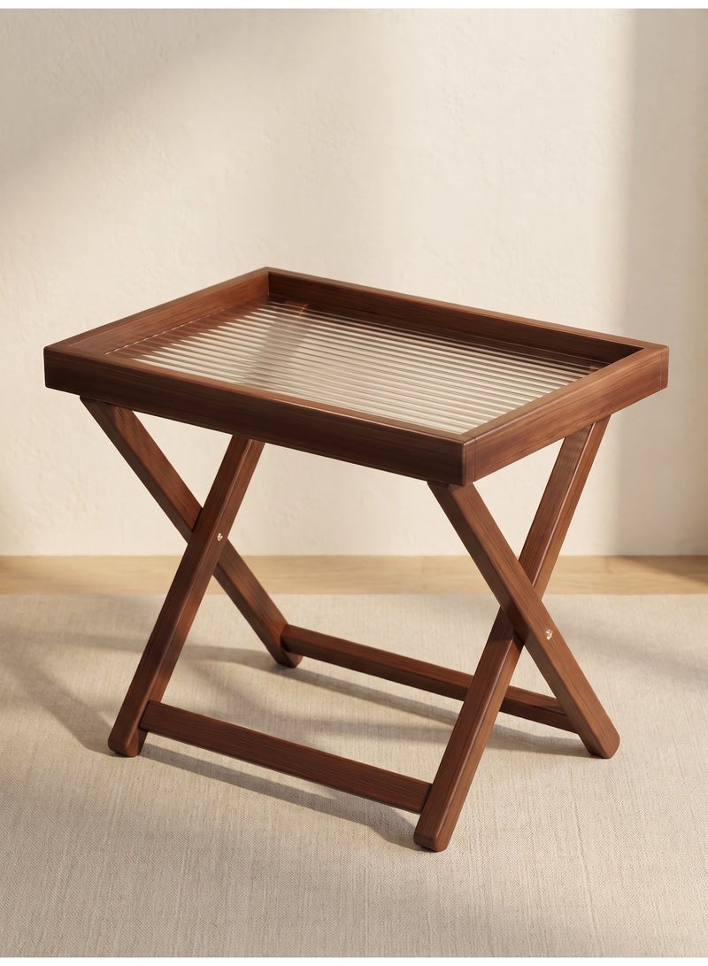Foldable Coffee Table | Dining table | Folding Tea Table | Decoration Table | Bedroom table, Coffee color, 40cm L x 30cm W x 44cm H - Image 1