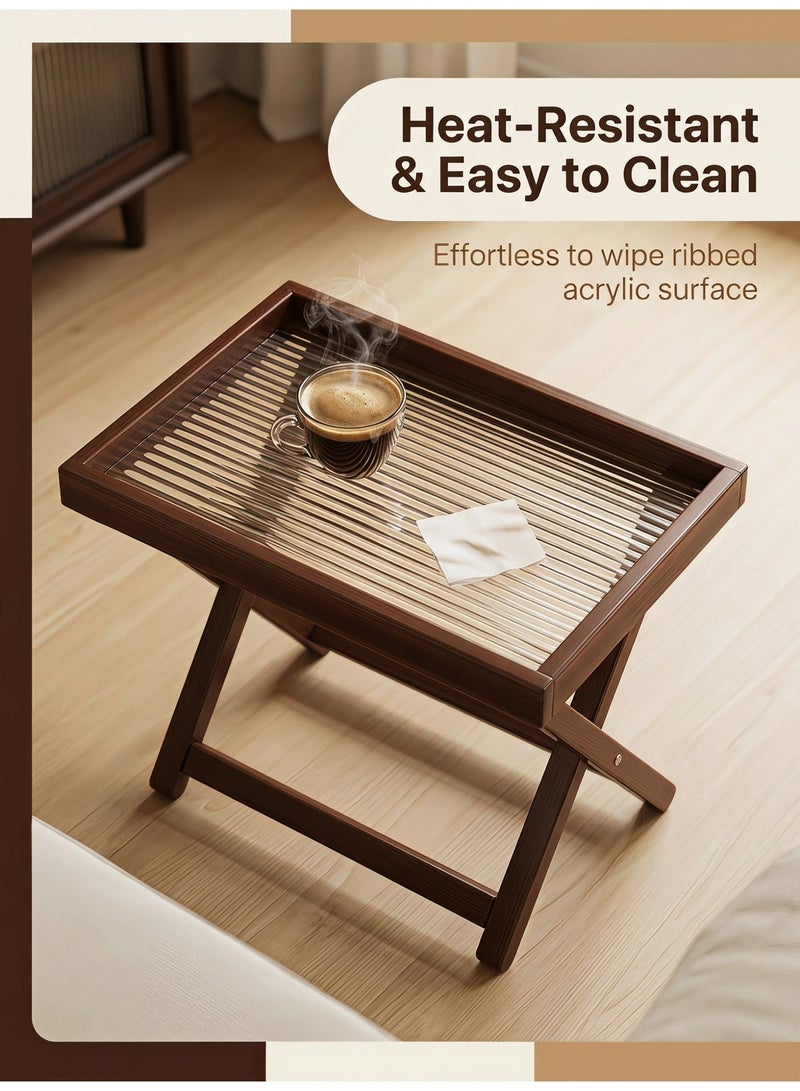 Foldable Coffee Table | Dining table | Folding Tea Table | Decoration Table | Bedroom table, Coffee color, 40cm L x 30cm W x 44cm H - Image 2