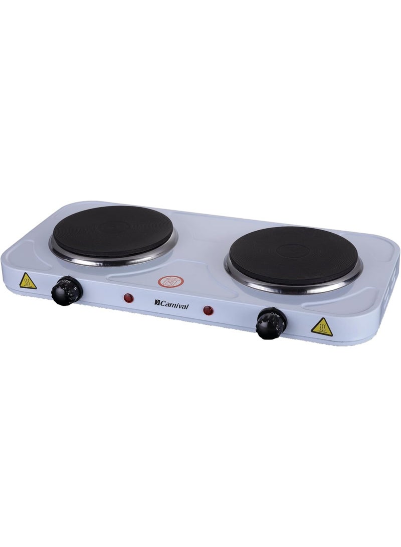 Carnival 2000W Double Burner Cooking Hot Plate, White