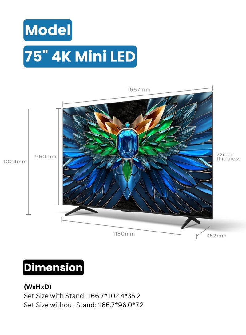 ROWA 75-Inch R85 4K Mini LED Smart TV (2025 Model) Google TV With 3GB+32GB Memory, 144Hz Refresh Rate, AiPQ Pro Processor, Dolby Vision IQ, Dolby Atmos, Onkyo Audio, Slim Uni-Body Design - 75 Inch Mini LED TV 75R85 Black - Image 2