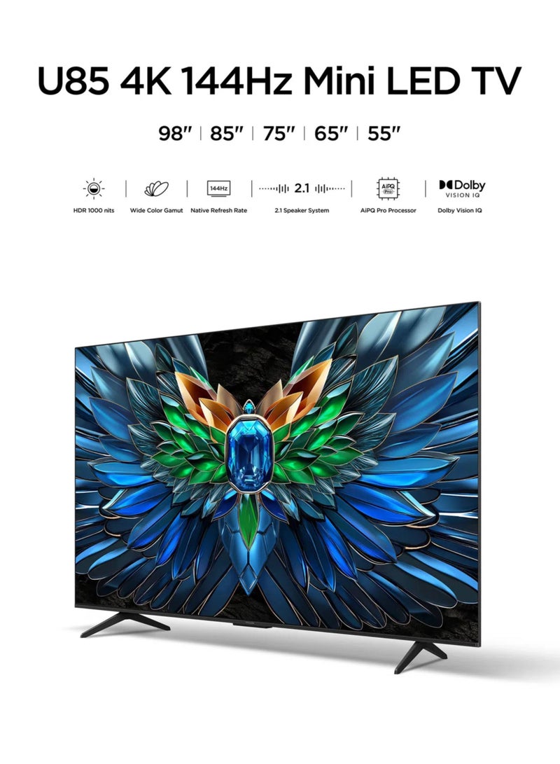 ROWA 75-Inch R85 4K Mini LED Smart TV (2025 Model) Google TV With 3GB+32GB Memory, 144Hz Refresh Rate, AiPQ Pro Processor, Dolby Vision IQ, Dolby Atmos, Onkyo Audio, Slim Uni-Body Design - 75 Inch Mini LED TV 75R85 Black - Image 4