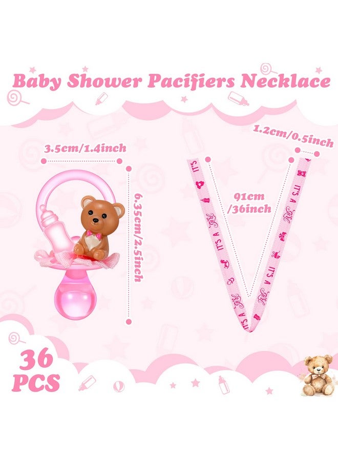 Coume 36 Pcs Baby Shower Pacifiers Necklace Bear Bottle Acrylic Baby Pacifiers Charm Necklace for Guests Gender Reveal Party Favors Prize Table Scatter(Girl,Pink) - Image 4