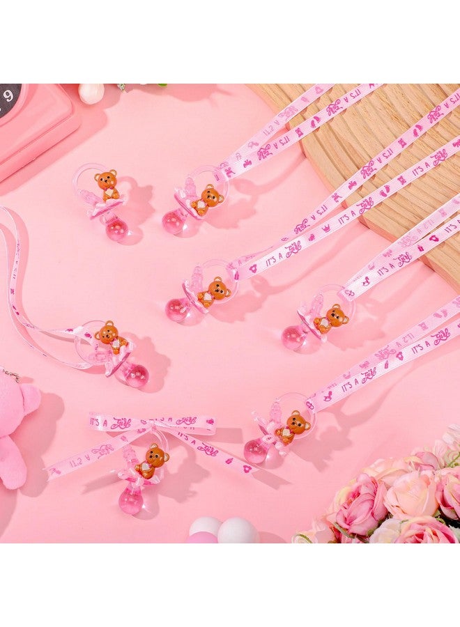 Coume 36 Pcs Baby Shower Pacifiers Necklace Bear Bottle Acrylic Baby Pacifiers Charm Necklace for Guests Gender Reveal Party Favors Prize Table Scatter(Girl,Pink) - Image 3