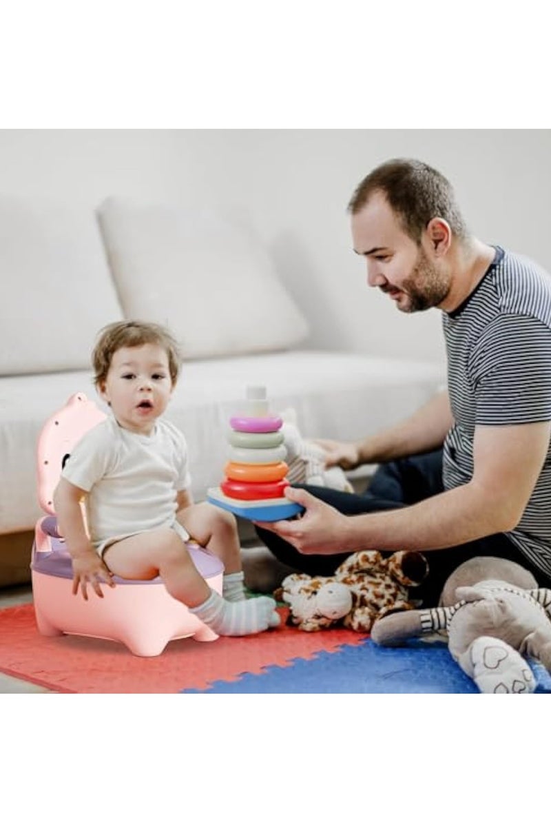 Arabest كرسي تدريب الأطفال على استخدام المرحاض، مدرب مرحاض مع مقابض، كرسي مرحاض للأطفال مع دعم ظهر عالي، غطاء قابل للإزالة، مرحاض وردي - Image 3