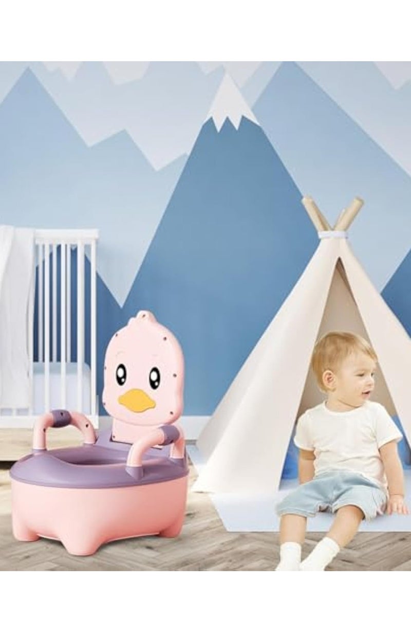 Arabest كرسي تدريب الأطفال على استخدام المرحاض، مدرب مرحاض مع مقابض، كرسي مرحاض للأطفال مع دعم ظهر عالي، غطاء قابل للإزالة، مرحاض وردي - Image 2