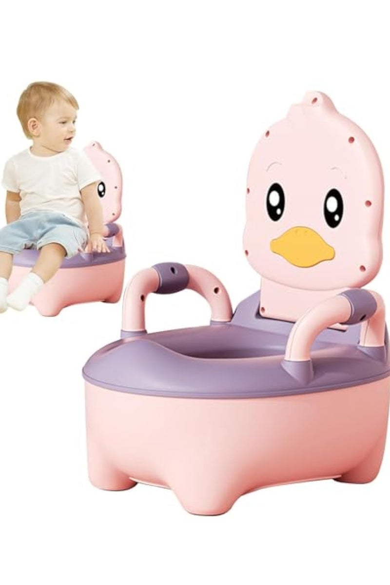 Arabest كرسي تدريب الأطفال على استخدام المرحاض، مدرب مرحاض مع مقابض، كرسي مرحاض للأطفال مع دعم ظهر عالي، غطاء قابل للإزالة، مرحاض وردي - Image 5