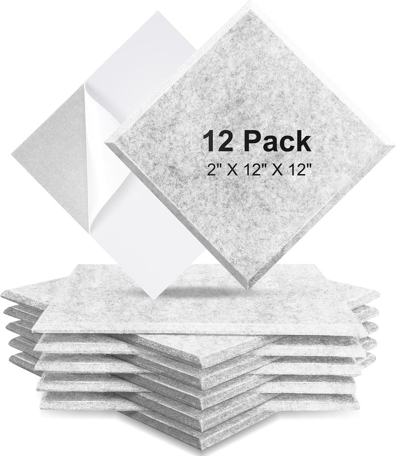 Fstop Labs 0.4" X 12" X 12" Acoustic Foam Panels, Sound Absorbing Panel, Beveled Edge Tiles Soundproof Foam Insulation, Soundproof Wall Panels - Image 1