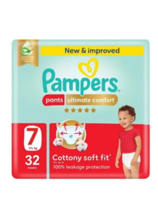 Ultimate Comfort Size 7 Pants Diapers 17+ Kg 32 Count