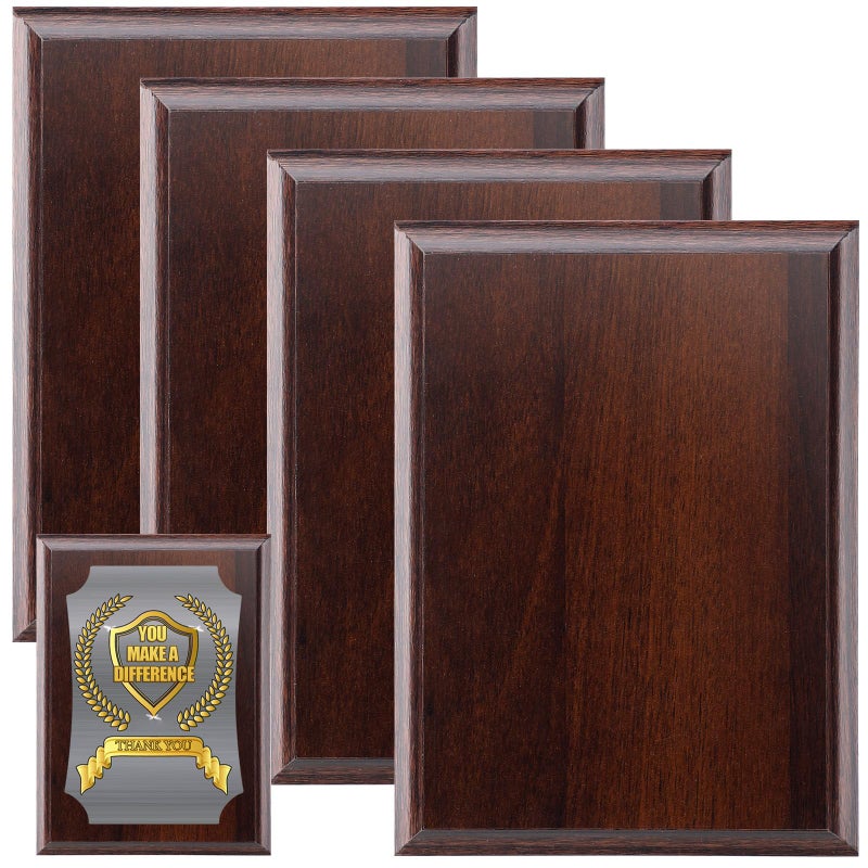 Memorywuu 4 Pcs DIY Blank Award Plaques Personalized Engraved Plaques Wooden Trophy Gift for Thank You, Photo, School, Sports, Special Achievements, Retirement(Classic,Walnut,8 x 10 Inch) - Image 1