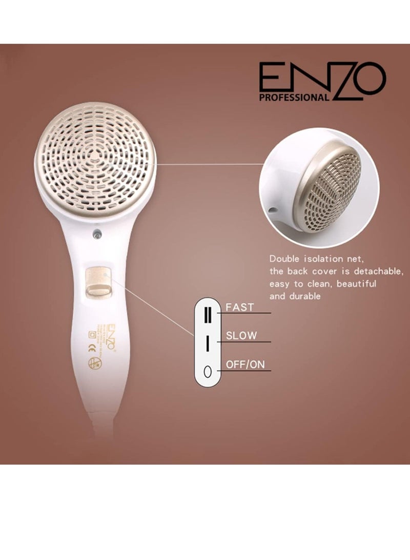ENZO Professional Hair Dryer - 3000 Watts, Smooth Even Airflow, Removable Air Inlet Grill, Wind Power Regulating Switch, Temperature Control Switch, Overheating Protection Device EN-6622 - Image 3