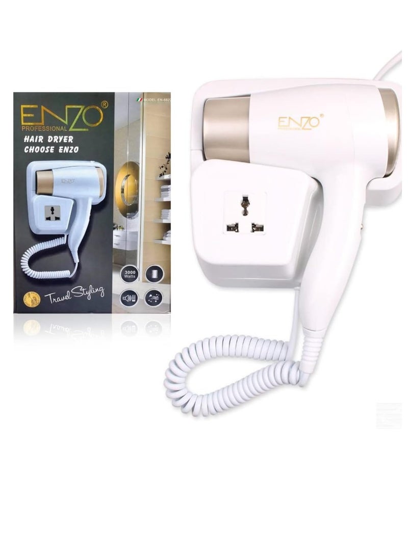 ENZO Professional Hair Dryer - 3000 Watts, Smooth Even Airflow, Removable Air Inlet Grill, Wind Power Regulating Switch, Temperature Control Switch, Overheating Protection Device EN-6622 - Image 2