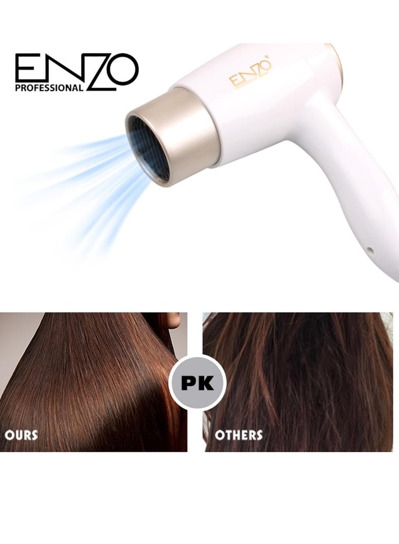 ENZO Professional Hair Dryer - 3000 Watts, Smooth Even Airflow, Removable Air Inlet Grill, Wind Power Regulating Switch, Temperature Control Switch, Overheating Protection Device EN-6622 - Image 4