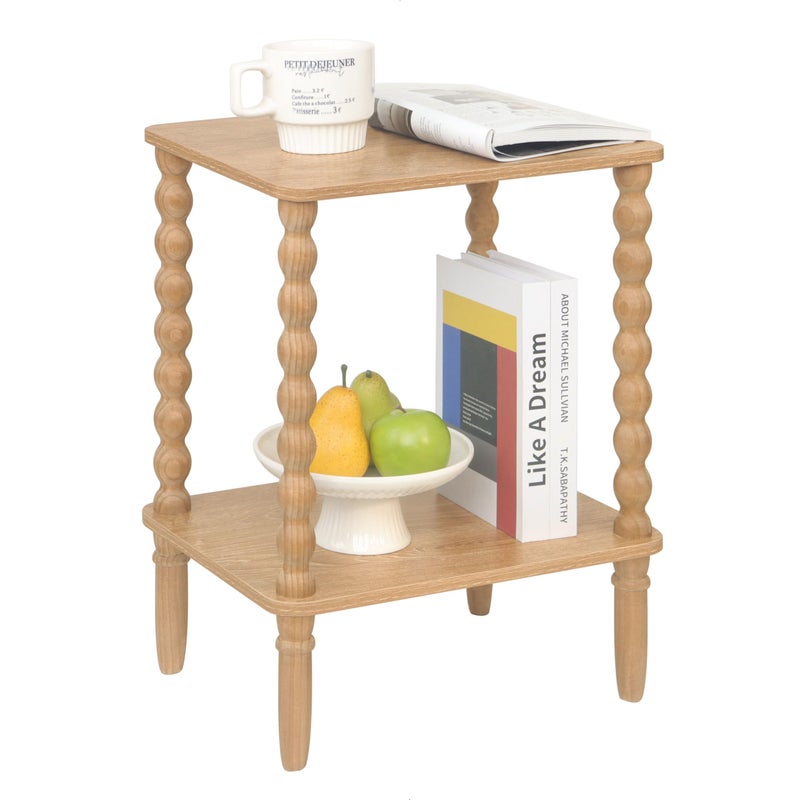 Fultyle Small End Table, Couch Side Table with 2-Tier Storage Shelf, Wood Coffee Table for Bedroom, Living Room, Small Spaces (Rustic Walnut) - Image 1