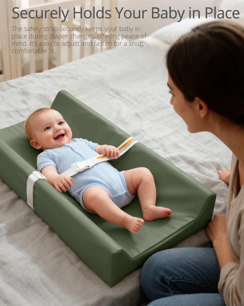 TAOCI Vegan Leather Baby Changing Pad - Diaper Wipeable Changing Pad, Waterproof Cover Changing Mat for Dresser and Table,Taupe (Dark Green) - Image 5