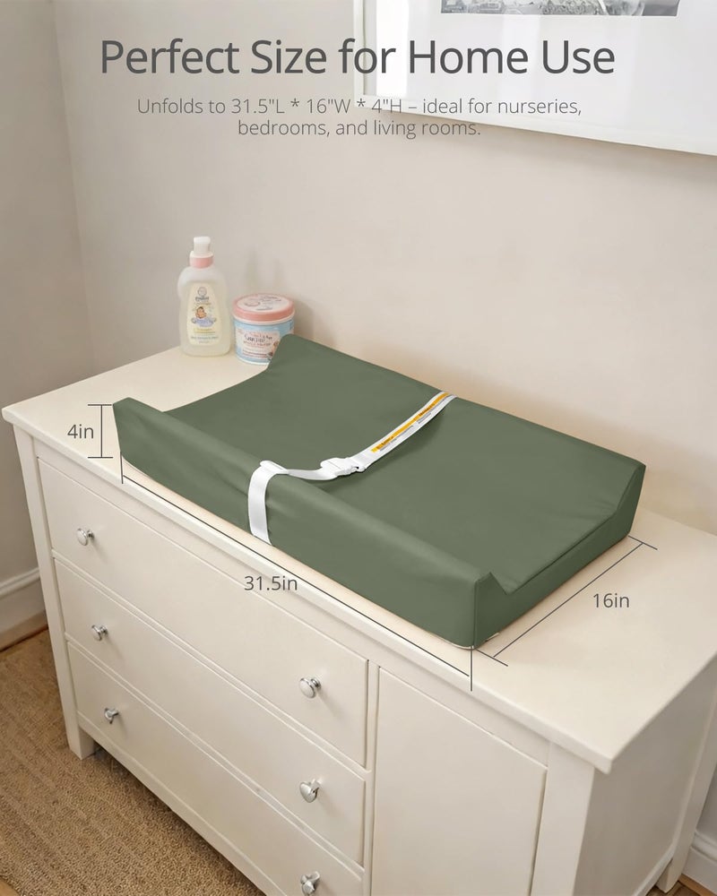 TAOCI Vegan Leather Baby Changing Pad - Diaper Wipeable Changing Pad, Waterproof Cover Changing Mat for Dresser and Table,Taupe (Dark Green) - Image 3