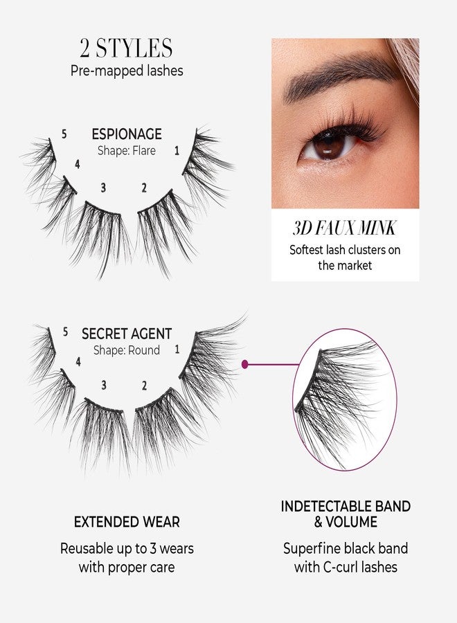 Lilly Lashes 3D Undercover Kit, DIY Lash Extension Kit in Secret Agent, At Home Eyelash Extension Kit Includes Lash Clusters + Lash Bond and Seal + Lash Applicator Tool, Classic Lengthening Style - Image 5