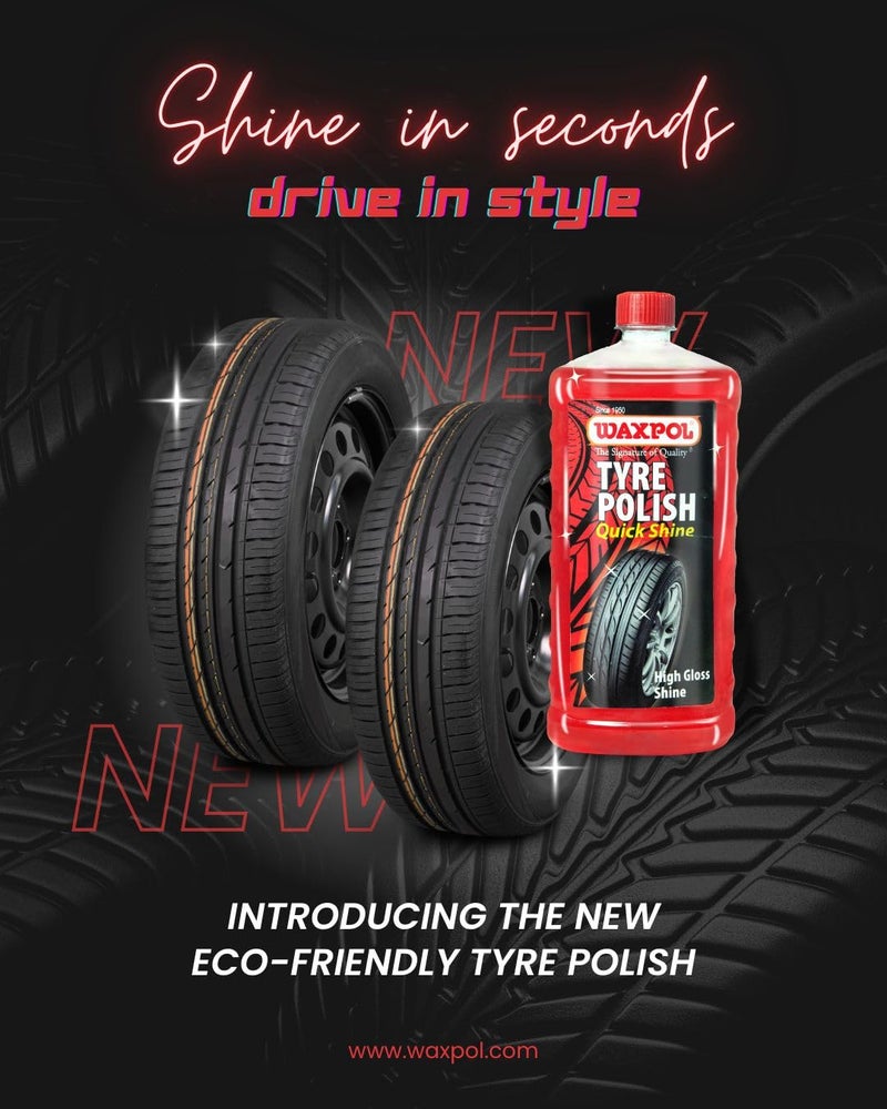 Waxpol Quick Shine Tyre Polish 1L | Gloss for Car & Bike Tyres | Hydrates Dry Tires,Long-Lasting Shine & Non-Greasy Polish - Image 2