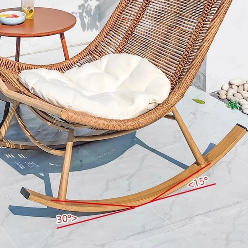 Harmony Home كرسي هزاز من الخيزران مع وسائد مبطنة، مسند ظهر عالي، مساند ذراع واسعة - مثالي لغرفة المعيشة، صالة عصرية، شرفة - Image 3