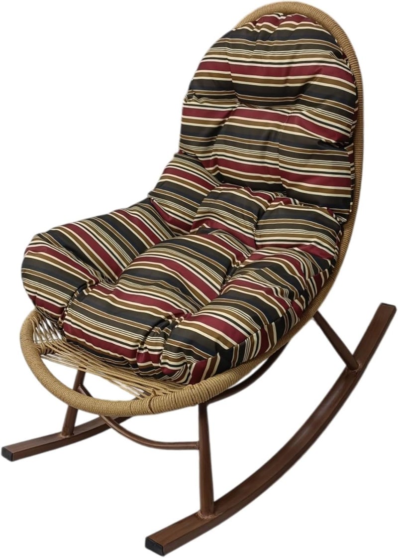 Harmony Home كرسي هزاز من الخيزران مع وسائد مبطنة، مسند ظهر عالي، مساند ذراع واسعة - مثالي لغرفة المعيشة، صالة عصرية، شرفة - Image 2