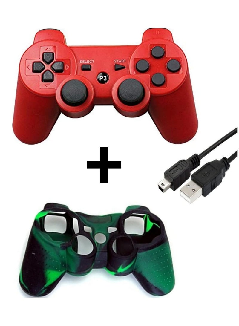 دراع بلايستيشن 3 احمر و جراب 3 + وصلة - Image 1