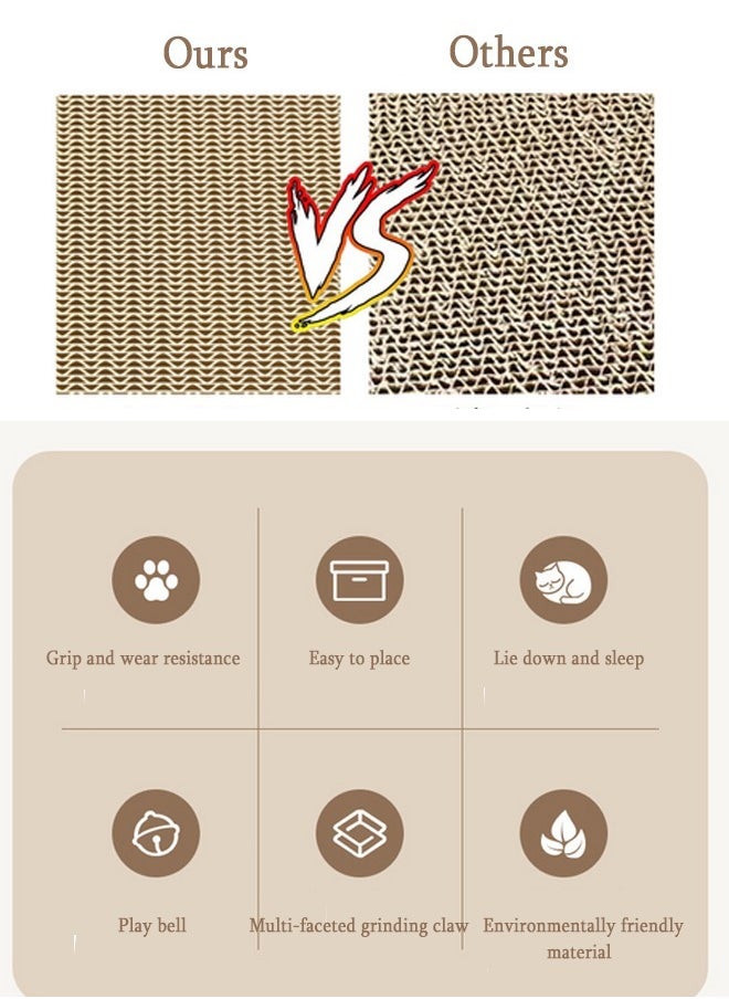 Aikenn - Cat Scratching Board House Composite Board Cat Bed Cardboard Cat Scratching Board Box Multifunctional Cat Scratching Board Bed Double-Sided Paper Scratching Board Cat Bed With Bell Ball Large Space For Your Kitten To Scratch Play And Rest Cardboard Cat House Easy To Assemble - Image 1
