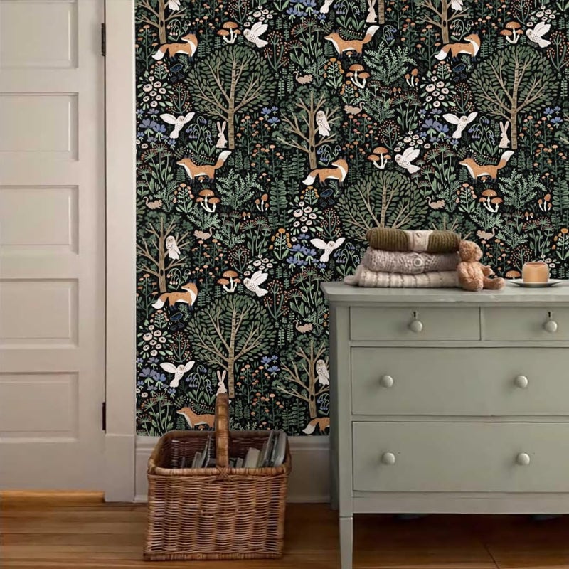 MuralPeel Fairy Forest Animals Mushroom Fox Owl Peel and Stick Wallpaper Self Adhesive Removable Easy Peel Off Stick on Wall Paper for Bedroom Cabinet Renter Friendly - Image 3