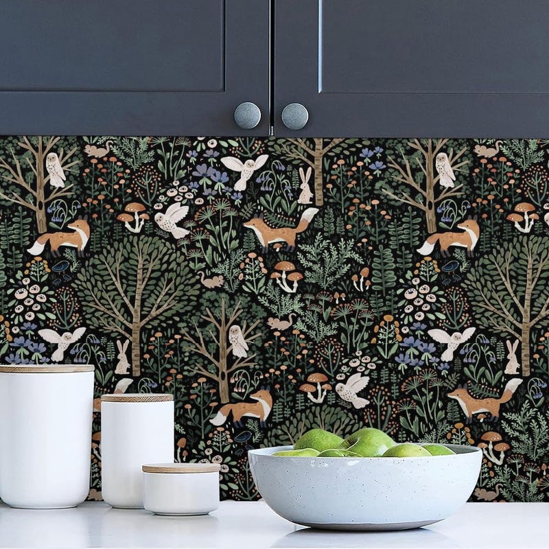 MuralPeel Fairy Forest Animals Mushroom Fox Owl Peel and Stick Wallpaper Self Adhesive Removable Easy Peel Off Stick on Wall Paper for Bedroom Cabinet Renter Friendly - Image 4