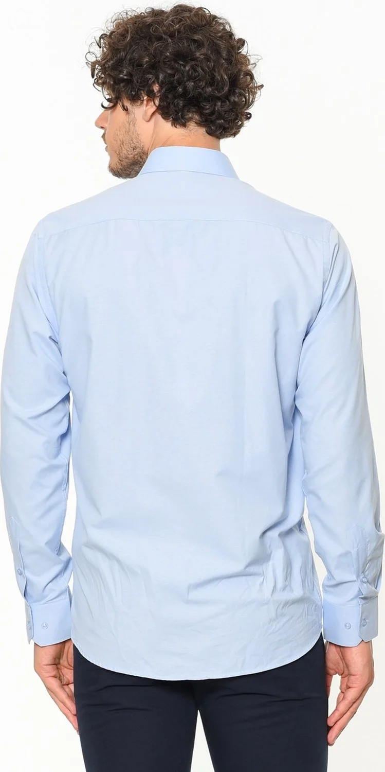 فاريتا Men's Sky Blue Classic Cut Pocket Long Sleeve Shirt