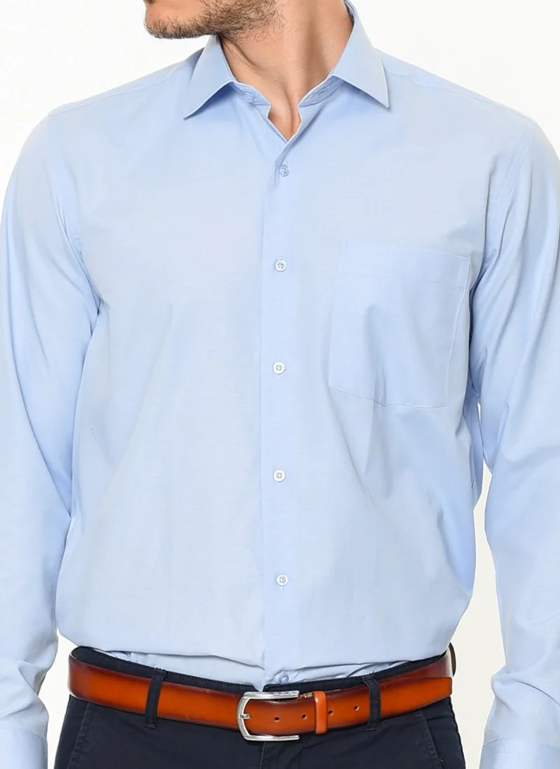فاريتا Men's Sky Blue Classic Cut Pocket Long Sleeve Shirt