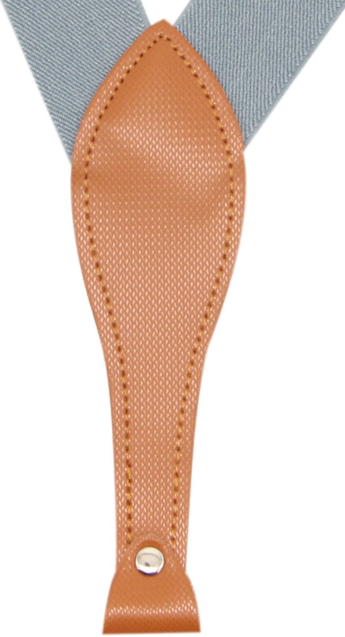 Timiot Mens Suspender Wide Leather 6 Metal Clips Adjustable Straps Y Shape (Light Grey) - Image 3