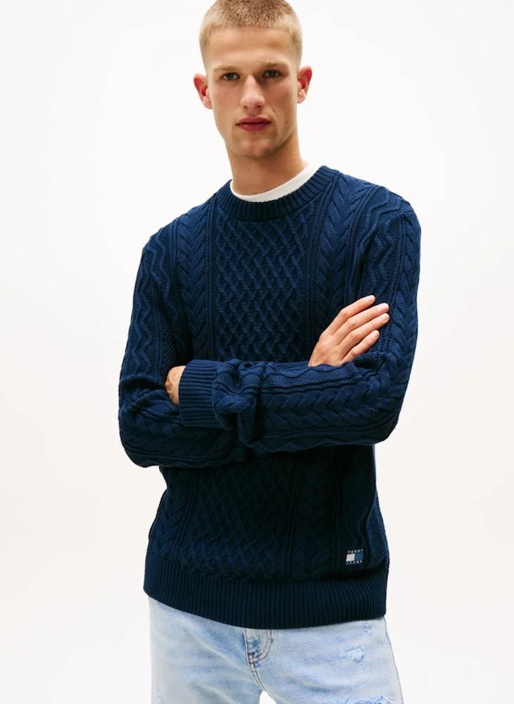 TOMMY JEANS Tommy Badge Cable Knit Slim Jumper