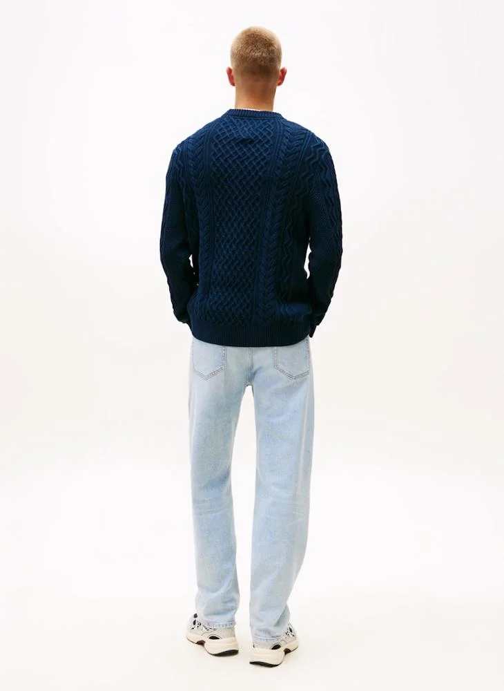 TOMMY JEANS Tommy Badge Cable Knit Slim Jumper