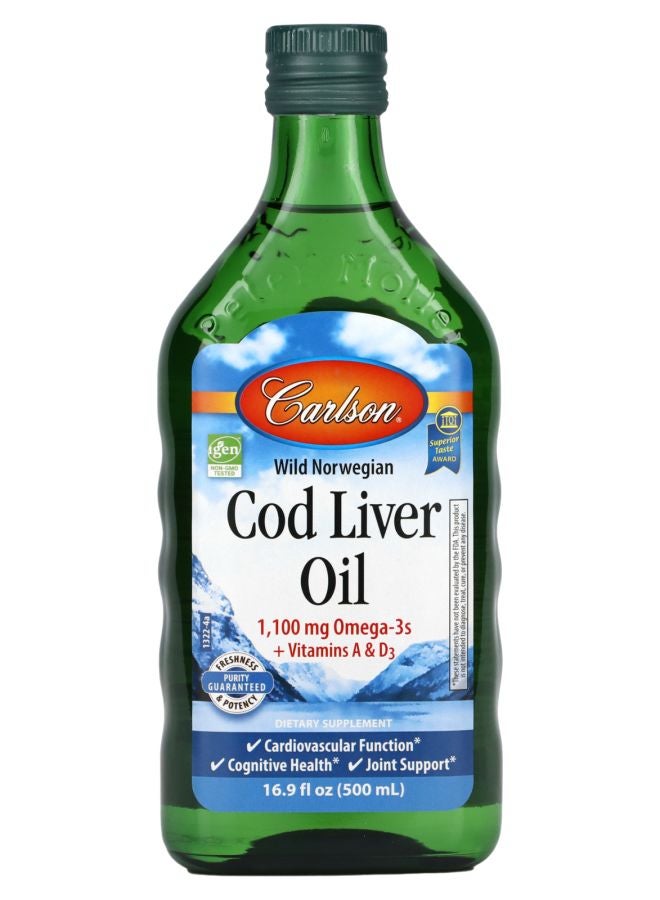 زيت كبد سمك القد النرويجي البري 16.9 أونصة سائلة (500 مل)