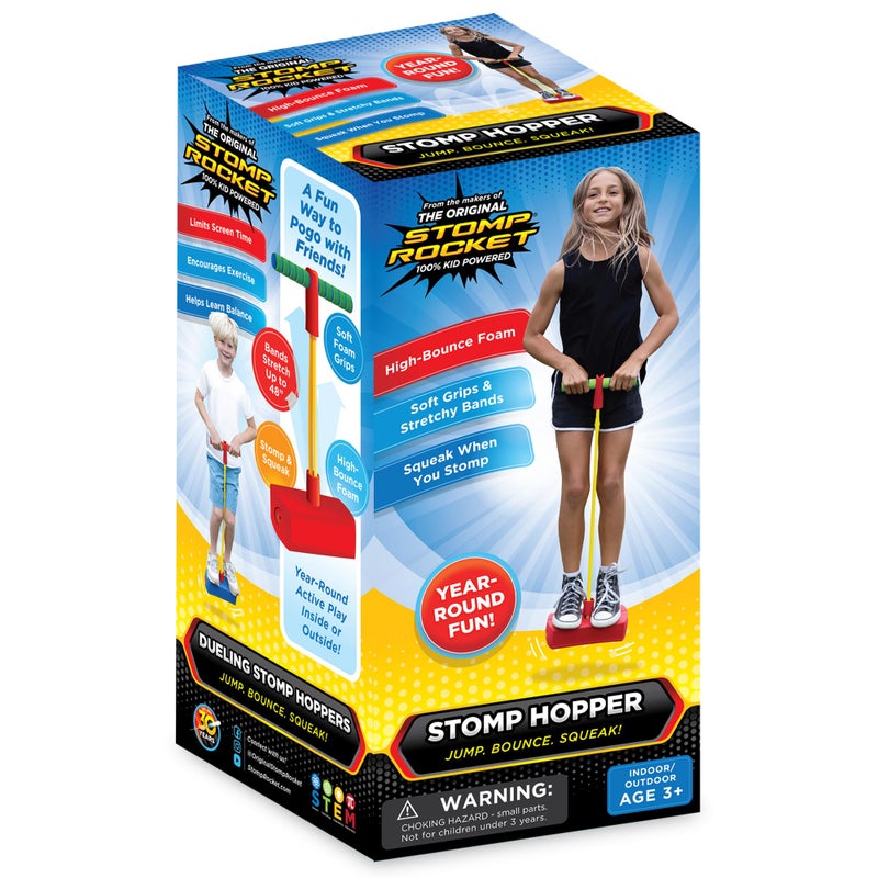 Stomp Rocket Stomp Hopper Kids Easter Basket Stuffers Jump Bounce Squeak Foam POGO Jumper for Kids Toddler Pogo Stick Soft Grips Stretchy Bands STEM Indoor Outdoor Toys for 35 Year Olds - Image 3
