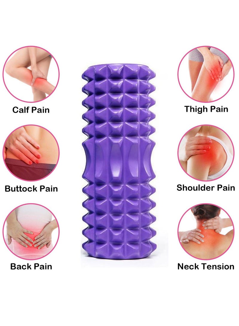 Generic Yoga Foam Roller Moon for Deep Tissue Massage Muscle with Carry Bag, Purple - Image 4