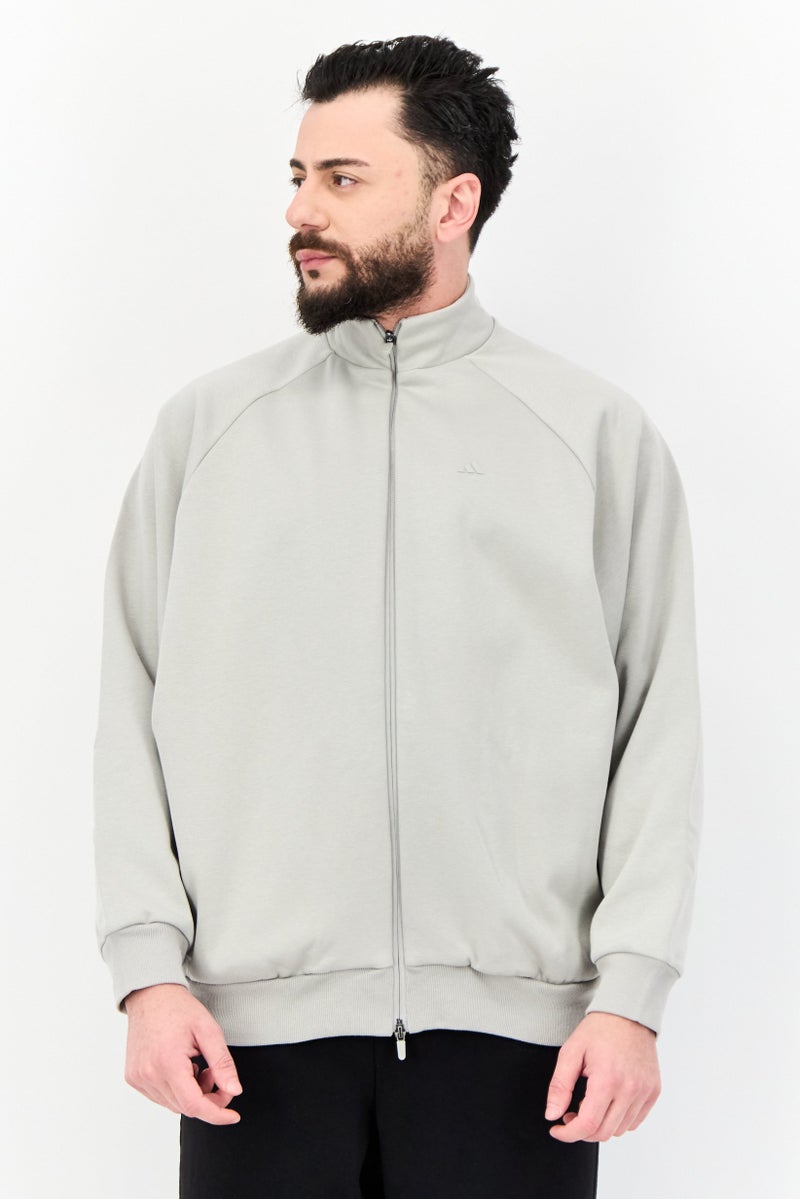 Adidas ملابس رياضية للرجال بأكمام طويلة مناسبة، خارجي، سترة رياضية، رمادي - Image 1