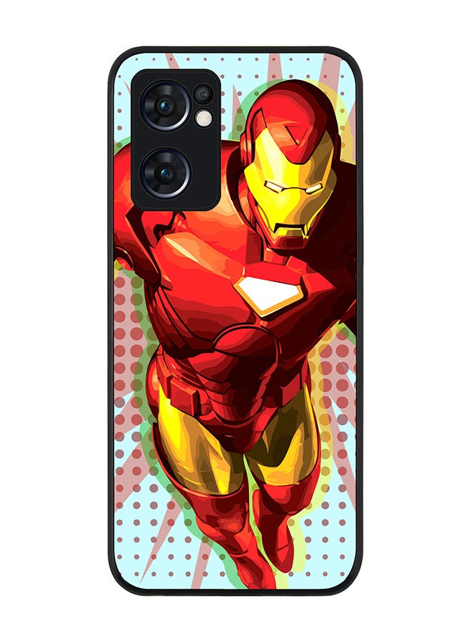 Stylizedd Rugged Black edge case for Oppo Find X5 Lite, Slim fit Soft Case Flexible Cover - Ironman Popart - Image 1