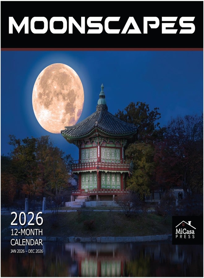MICASA PRESS تقويم حائط ميكاسا مون سكيبس 2026، 12 شهرًا | 12 بوصة × 24 بوصة عند الفتح | ورق سميك ومتين | هدية مثالية | تقويم 2026 - Image 1