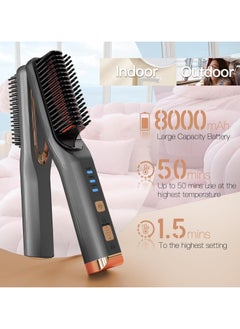 General Women's Cordless Hair Straightening Brush, Negative Ion Electric Hair Straightening Brush, 30 Seconds Fast Heating, USB Rechargeable, Portable Travel Mini Hair Straightening Brush, Fast Heating  - Image 2